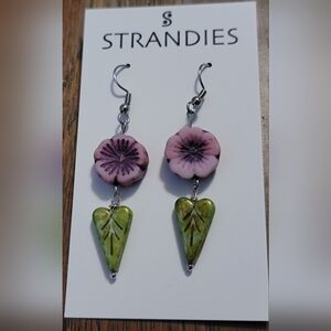 Czech glass flower earrings